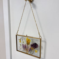 Horizontal Hanging Float Pressed Flower Frame | Gold Rectangle