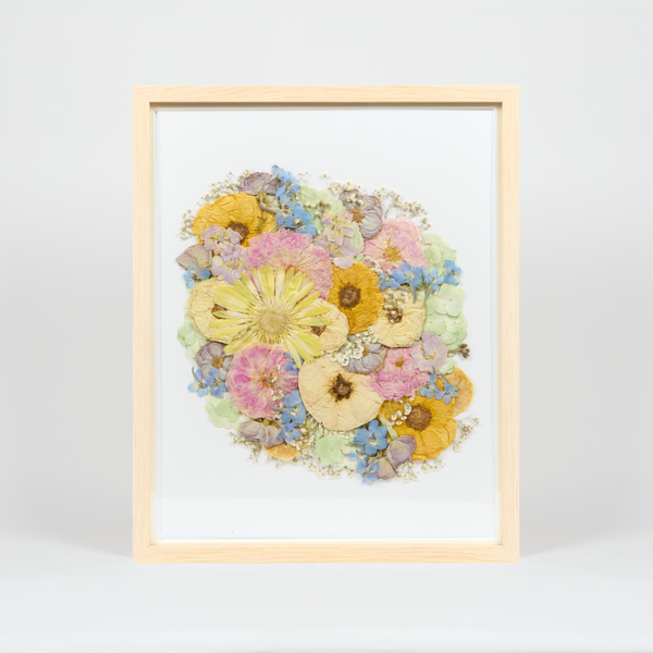 Natural Wood Bouquet Frame - 16x20 | Burst Design with White Archival Background