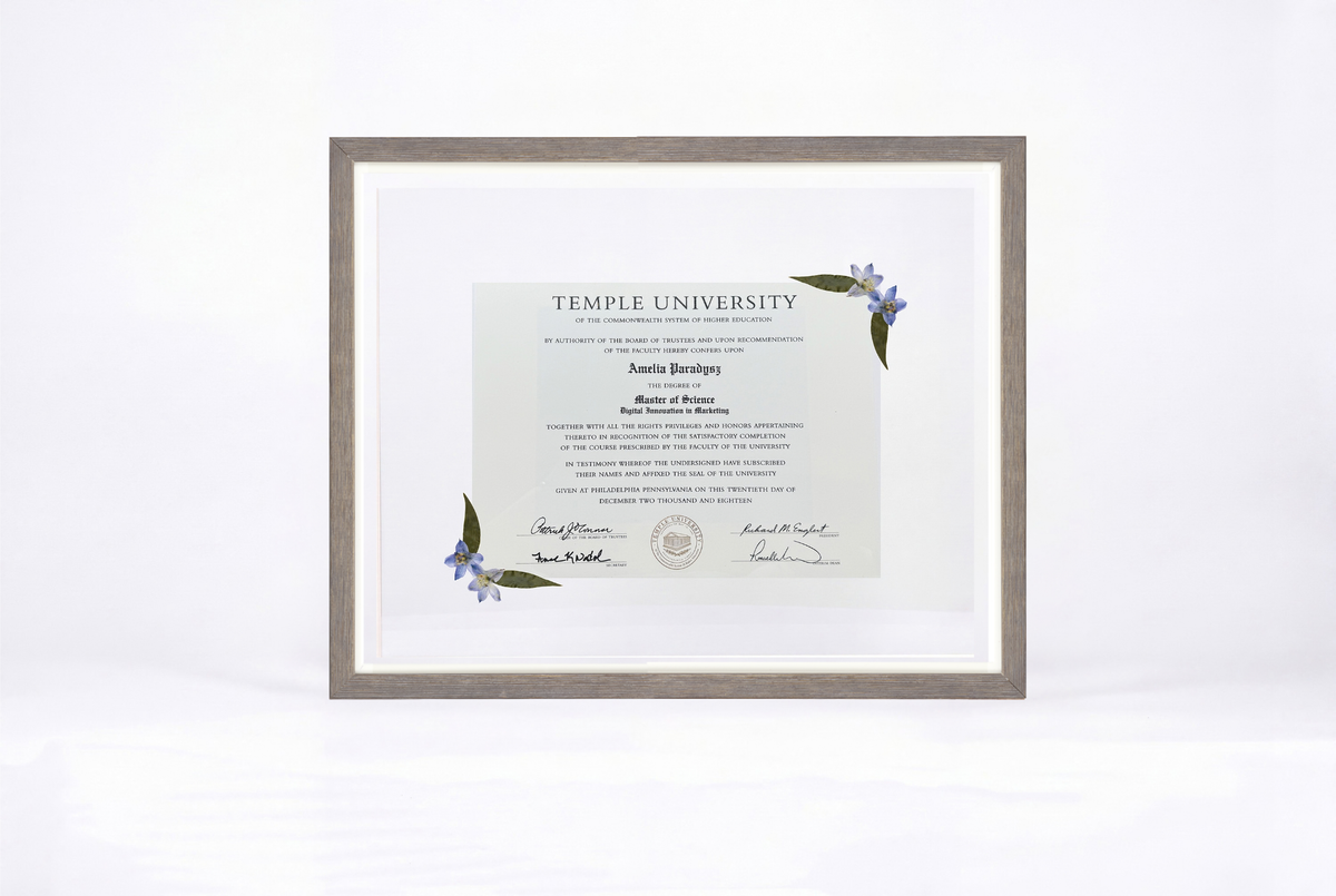 Pressed Flower Diploma Frame | 16x20 Graduation Keepsake