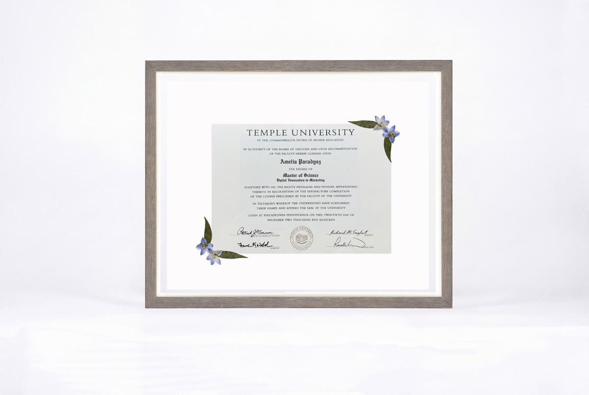 Pressed Flower Diploma Frame | 16x20 Graduation Keepsake