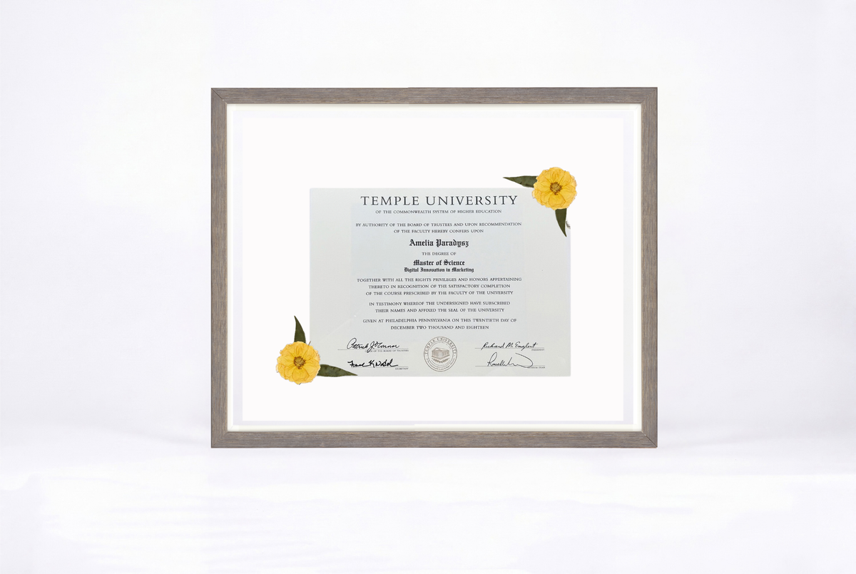 Pressed Flower Diploma Frame | 16x20 Graduation Keepsake