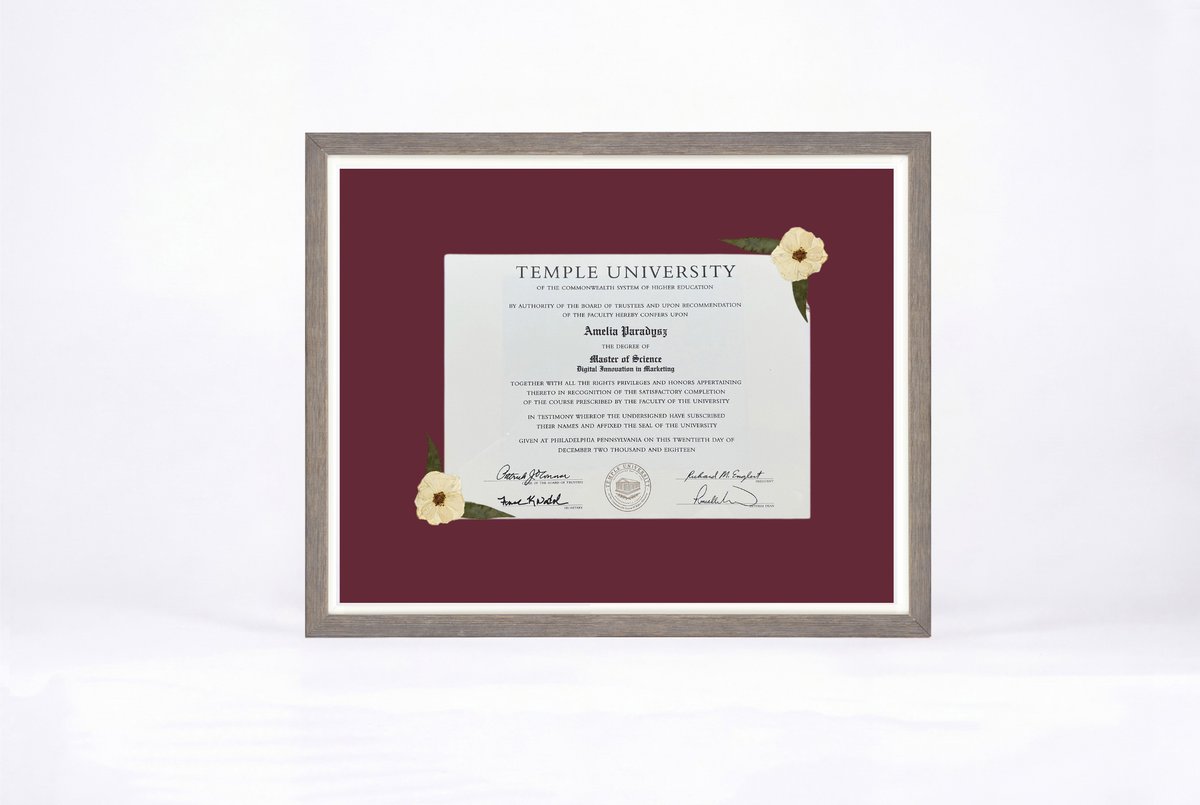 Pressed Flower Diploma Frame | 16x20 Graduation Keepsake