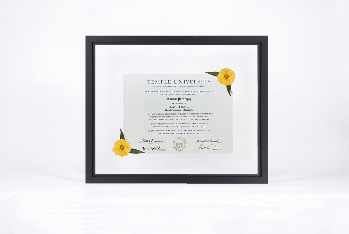 Pressed Flower Diploma Frame | 16x20 Graduation Keepsake