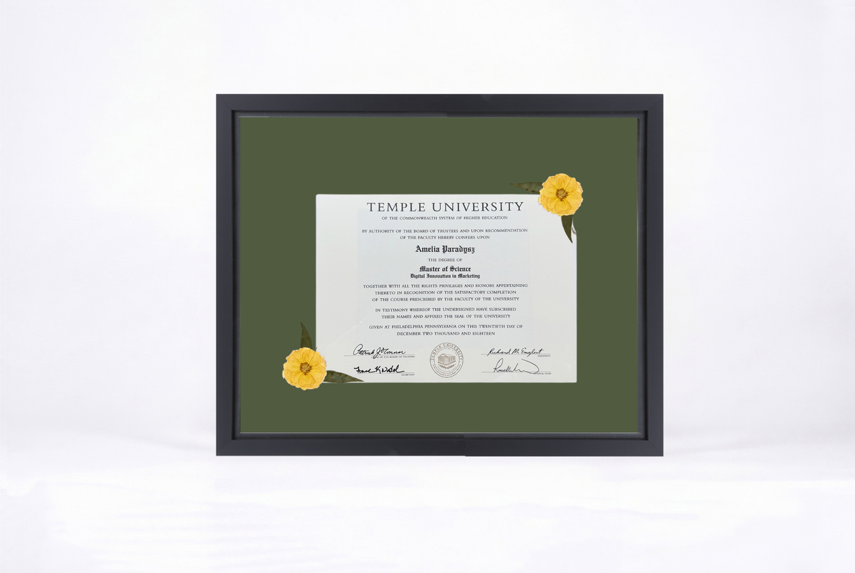 Pressed Flower Diploma Frame | 16x20 Graduation Keepsake