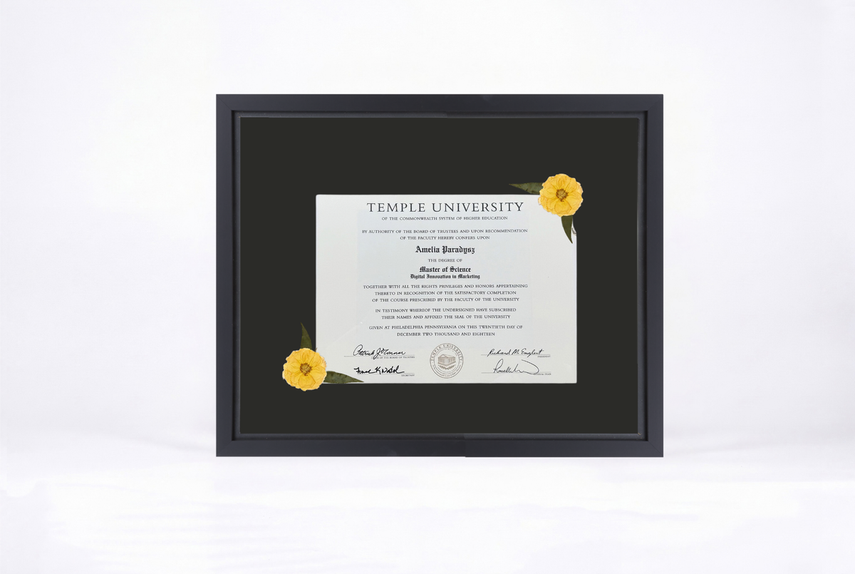 Pressed Flower Diploma Frame | 16x20 Graduation Keepsake