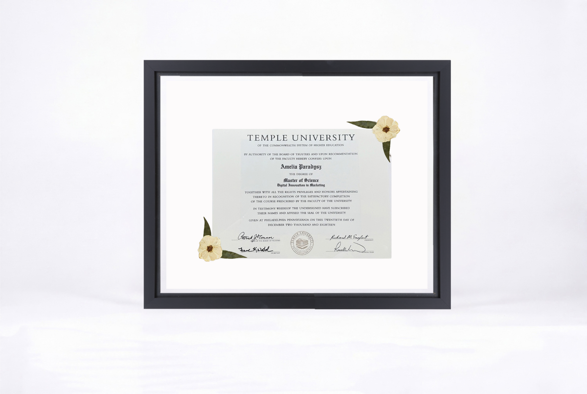 Pressed Flower Diploma Frame | 16x20 Graduation Keepsake