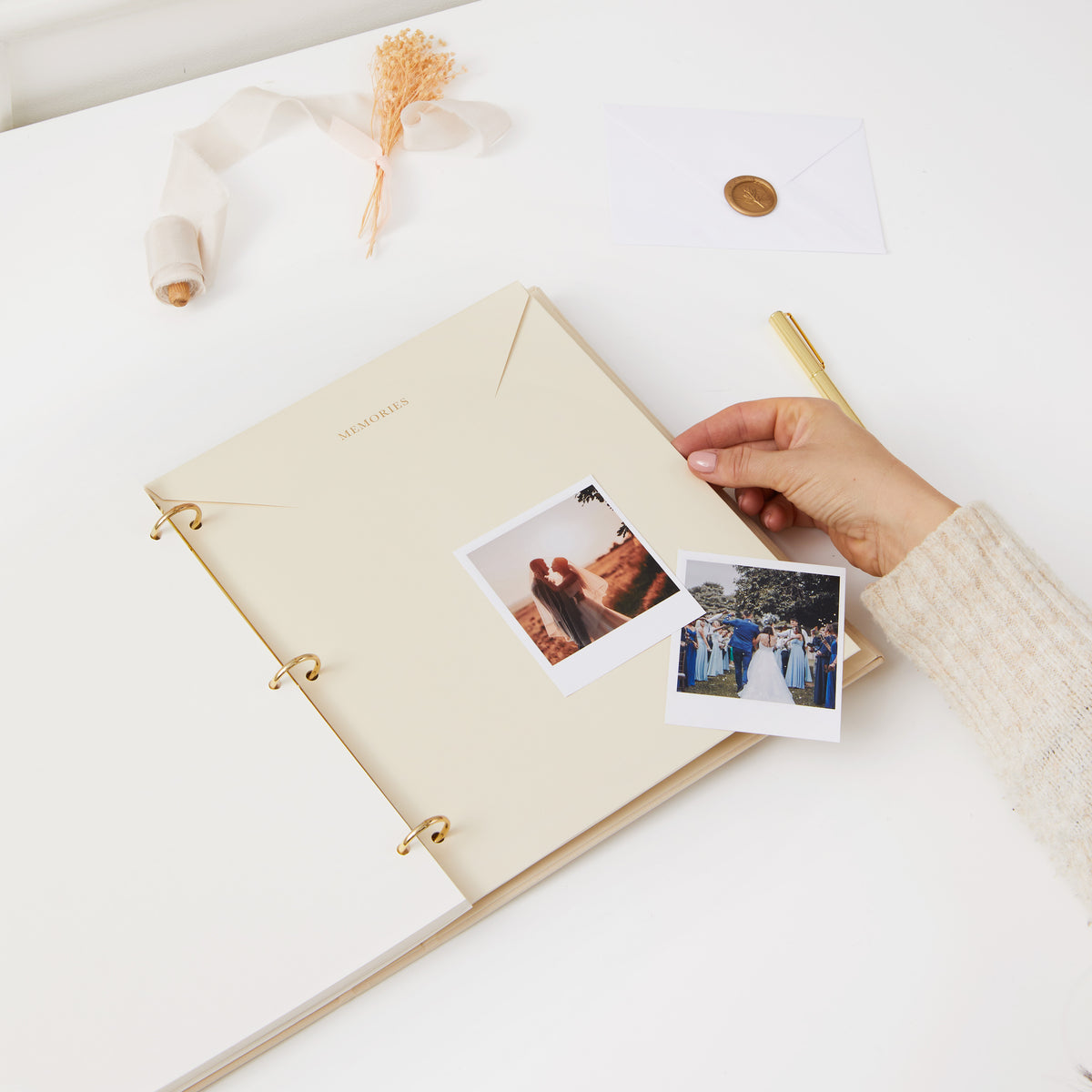 Blush and Gold Wedding Day Photo Album | Includes Photo Corners and Extra Pages