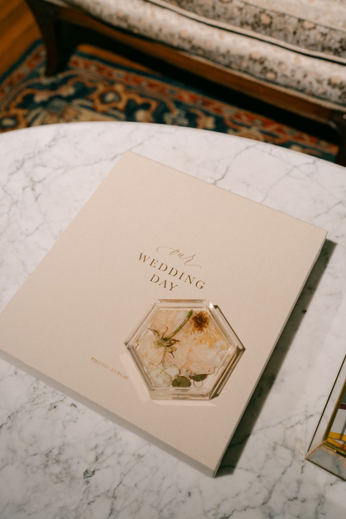 Blush and Gold Wedding Day Photo Album | Includes Photo Corners and Extra Pages