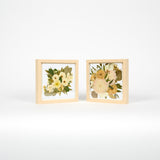 Pressed flower wedding preservation with two 10x10 inch frame bundle offering in natural wood.