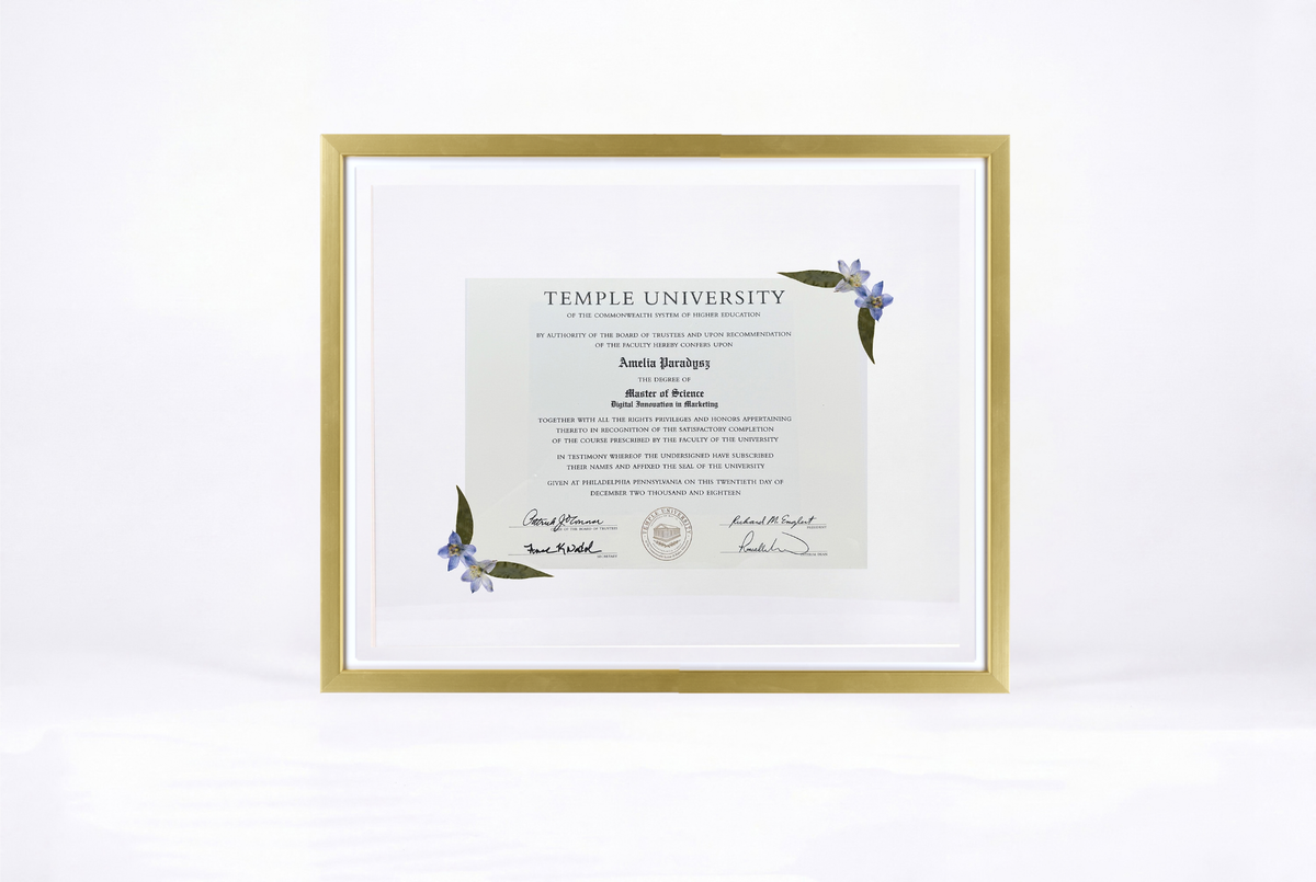 Pressed Flower Diploma Frame | 16x20 Graduation Keepsake