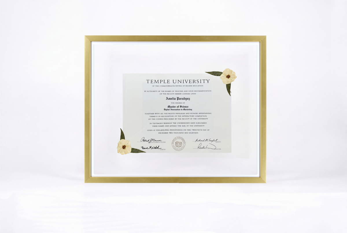Pressed Flower Diploma Frame | 16x20 Graduation Keepsake