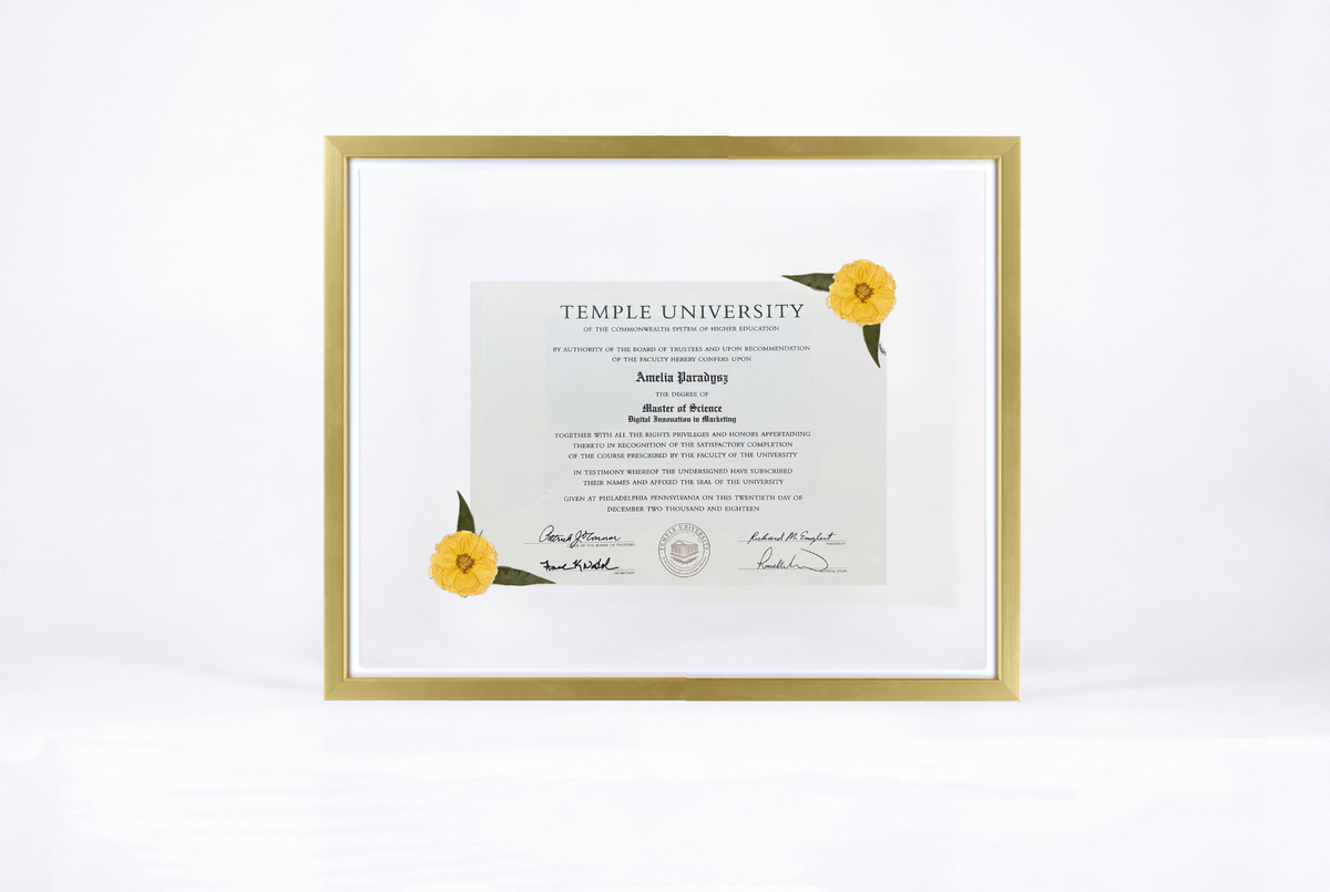 Pressed Flower Diploma Frame | 16x20 Graduation Keepsake