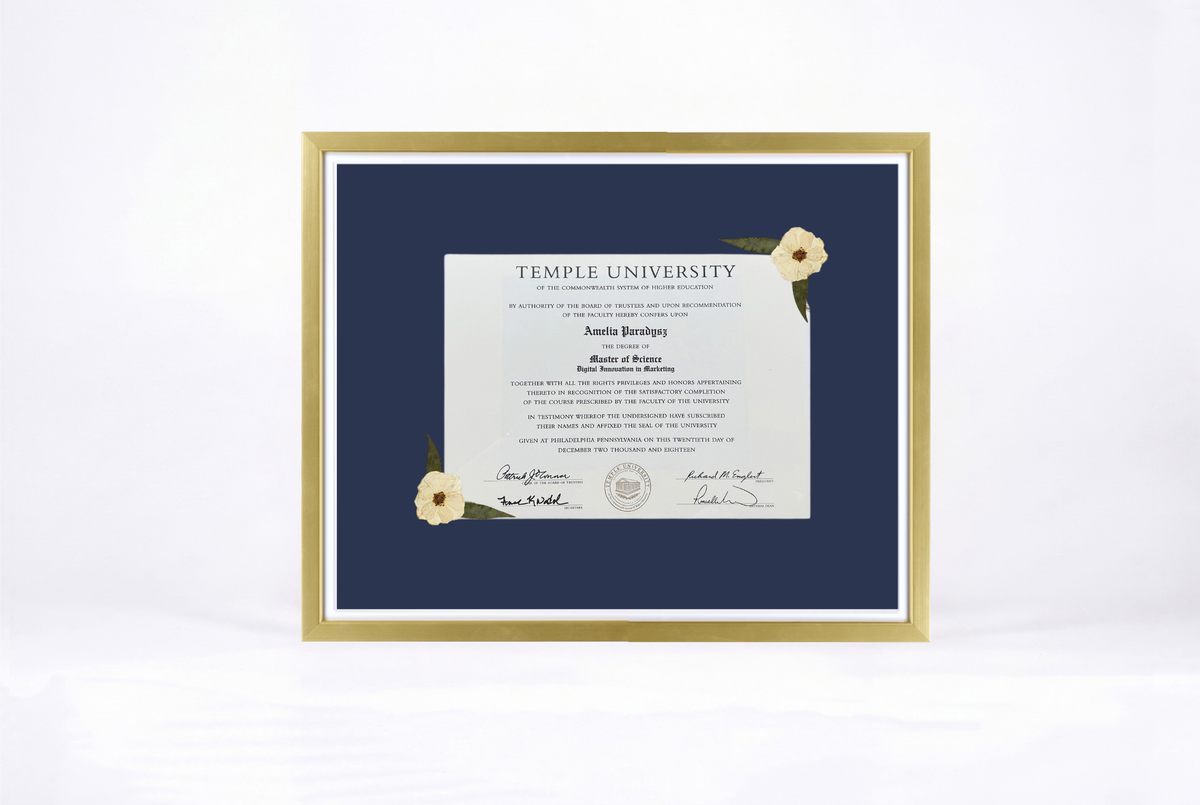 Pressed Flower Diploma Frame | 16x20 Graduation Keepsake