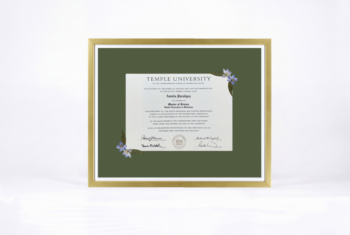 Pressed Flower Diploma Frame | 16x20 Graduation Keepsake