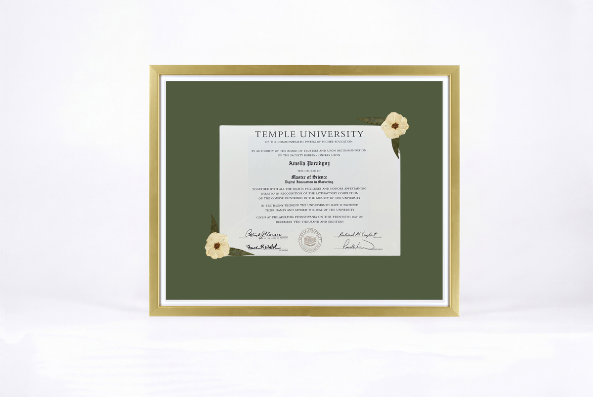 Pressed Flower Diploma Frame | 16x20 Graduation Keepsake
