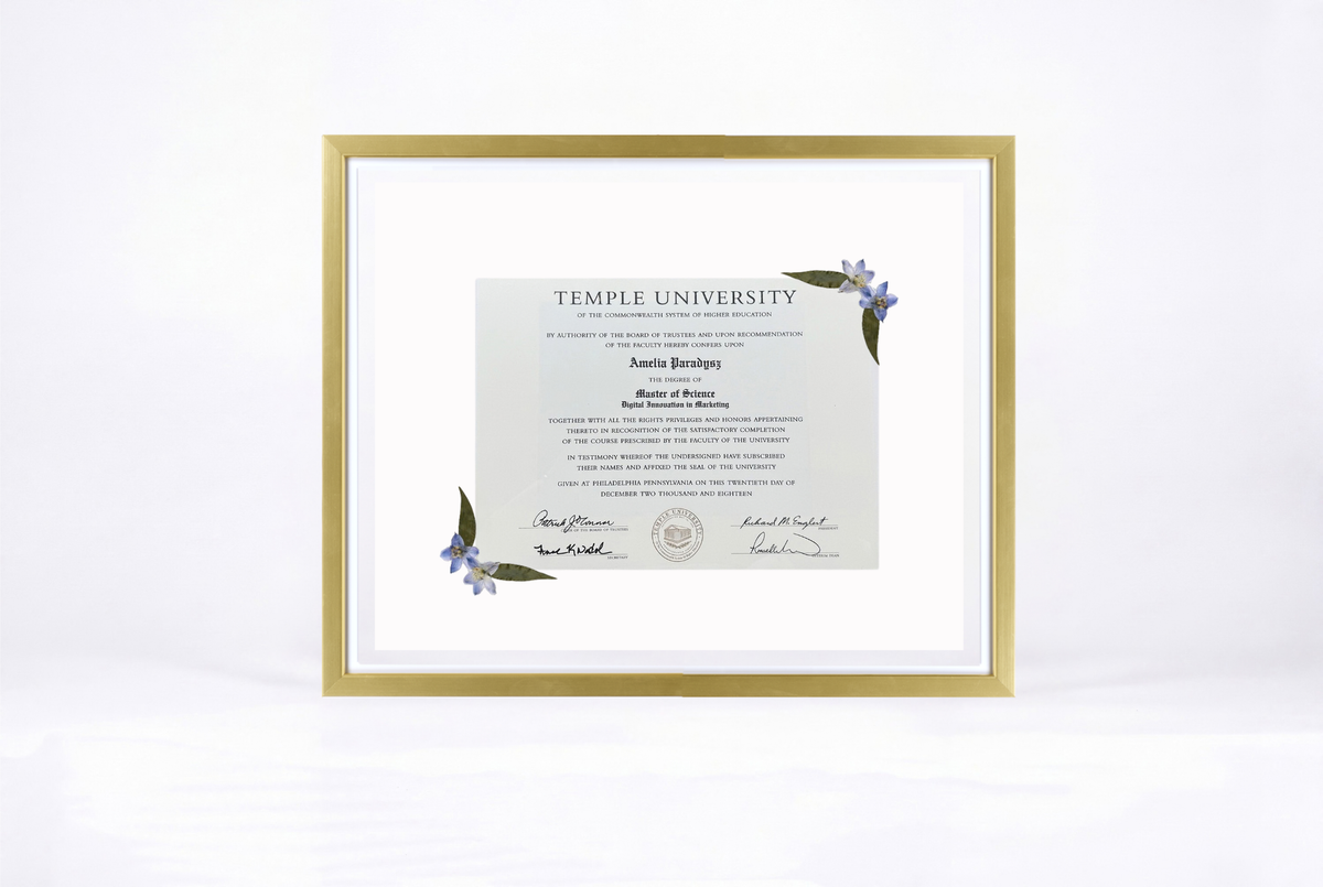Pressed Flower Diploma Frame | 16x20 Graduation Keepsake
