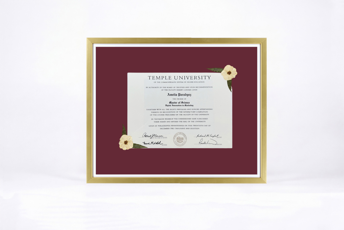 Pressed Flower Diploma Frame | 16x20 Graduation Keepsake