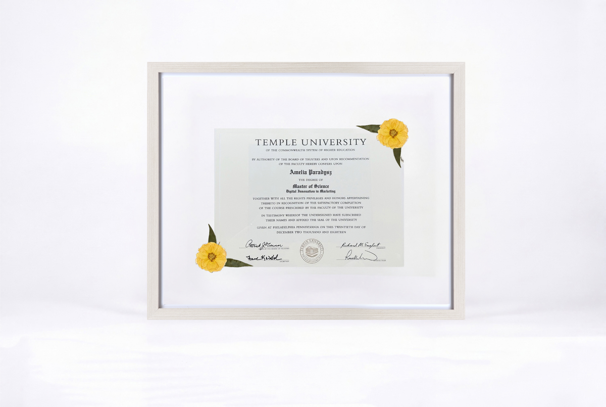 Pressed Flower Diploma Frame | 16x20 Graduation Keepsake