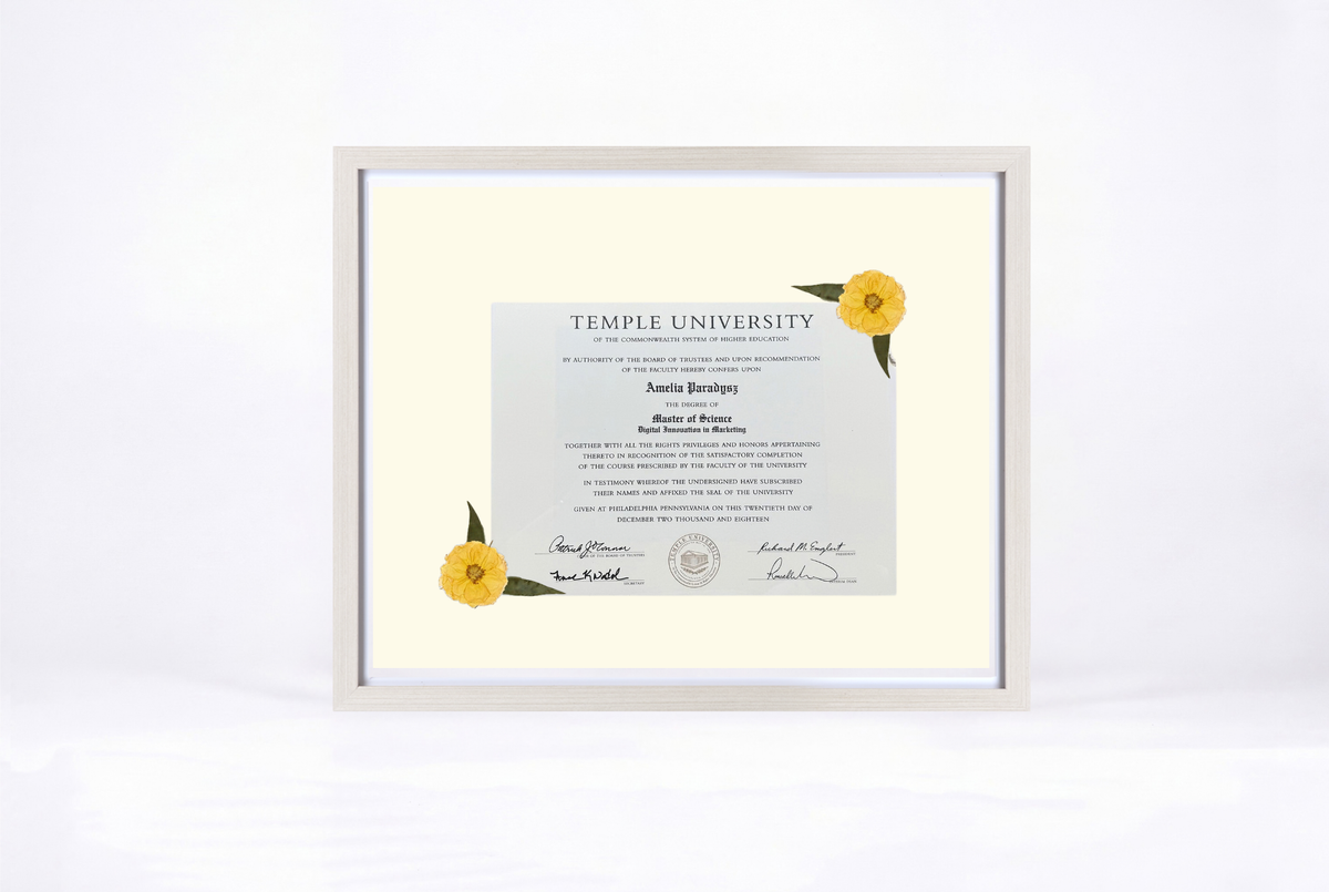 Pressed Flower Diploma Frame | 16x20 Graduation Keepsake