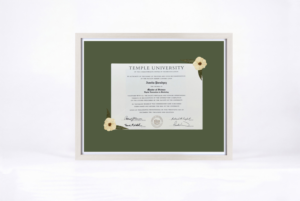 Pressed Flower Diploma Frame | 16x20 Graduation Keepsake