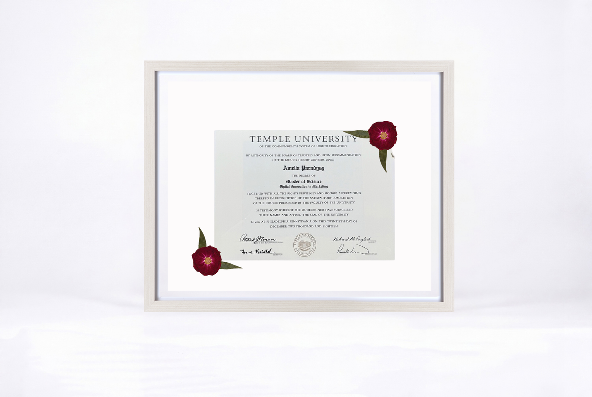 Pressed Flower Diploma Frame | 16x20 Graduation Keepsake