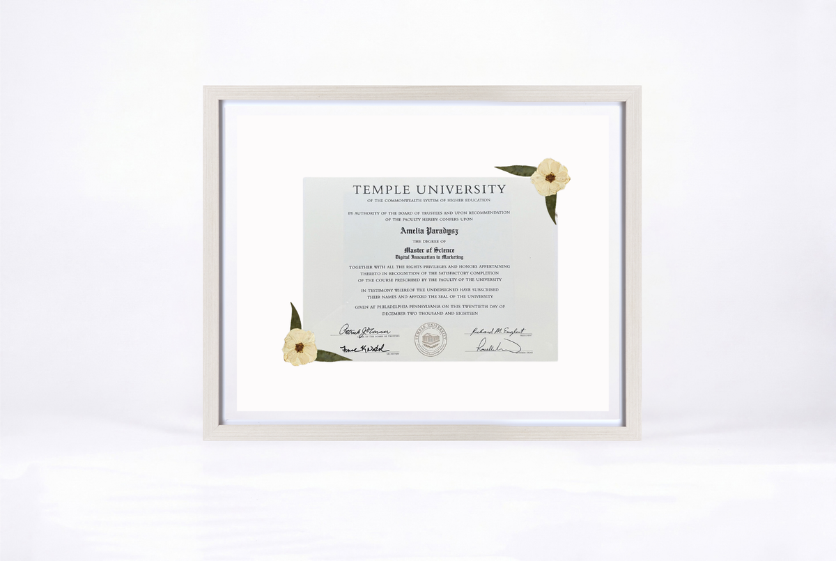 Pressed Flower Diploma Frame | 16x20 Graduation Keepsake