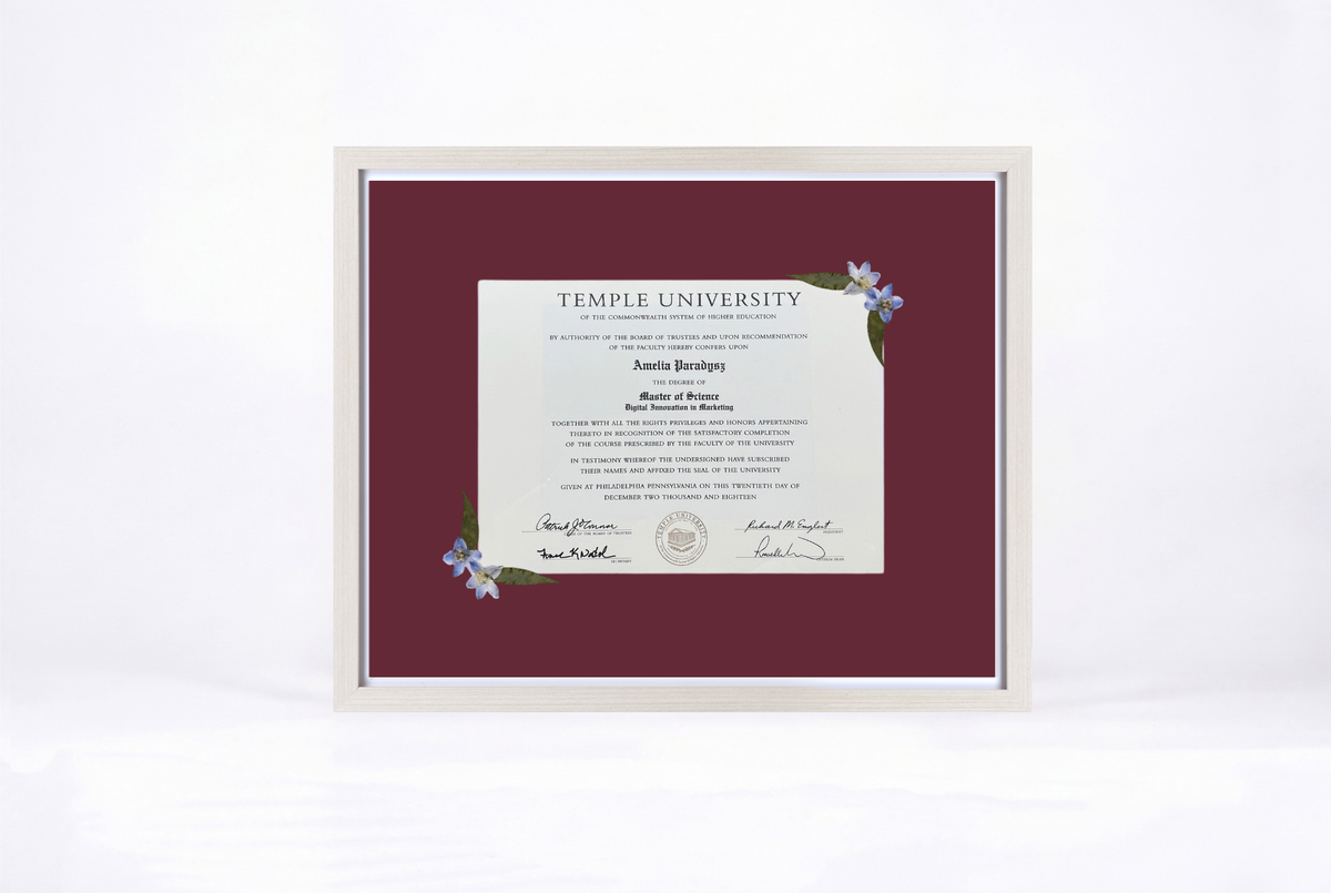 Pressed Flower Diploma Frame | 16x20 Graduation Keepsake