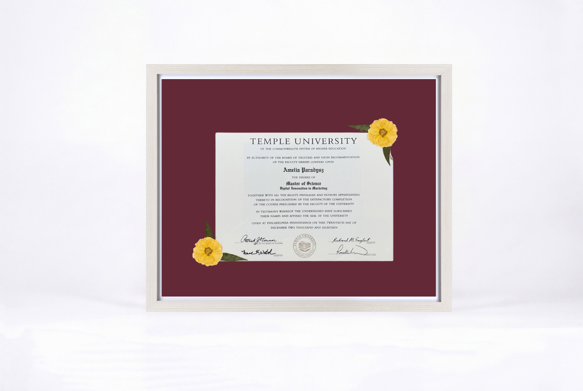 Pressed Flower Diploma Frame | 16x20 Graduation Keepsake