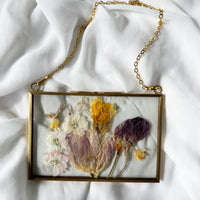 Horizontal Hanging Float Pressed Flower Frame | Gold Rectangle
