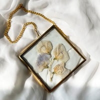 Hanging Float Pressed Flower Frame | Gold Square