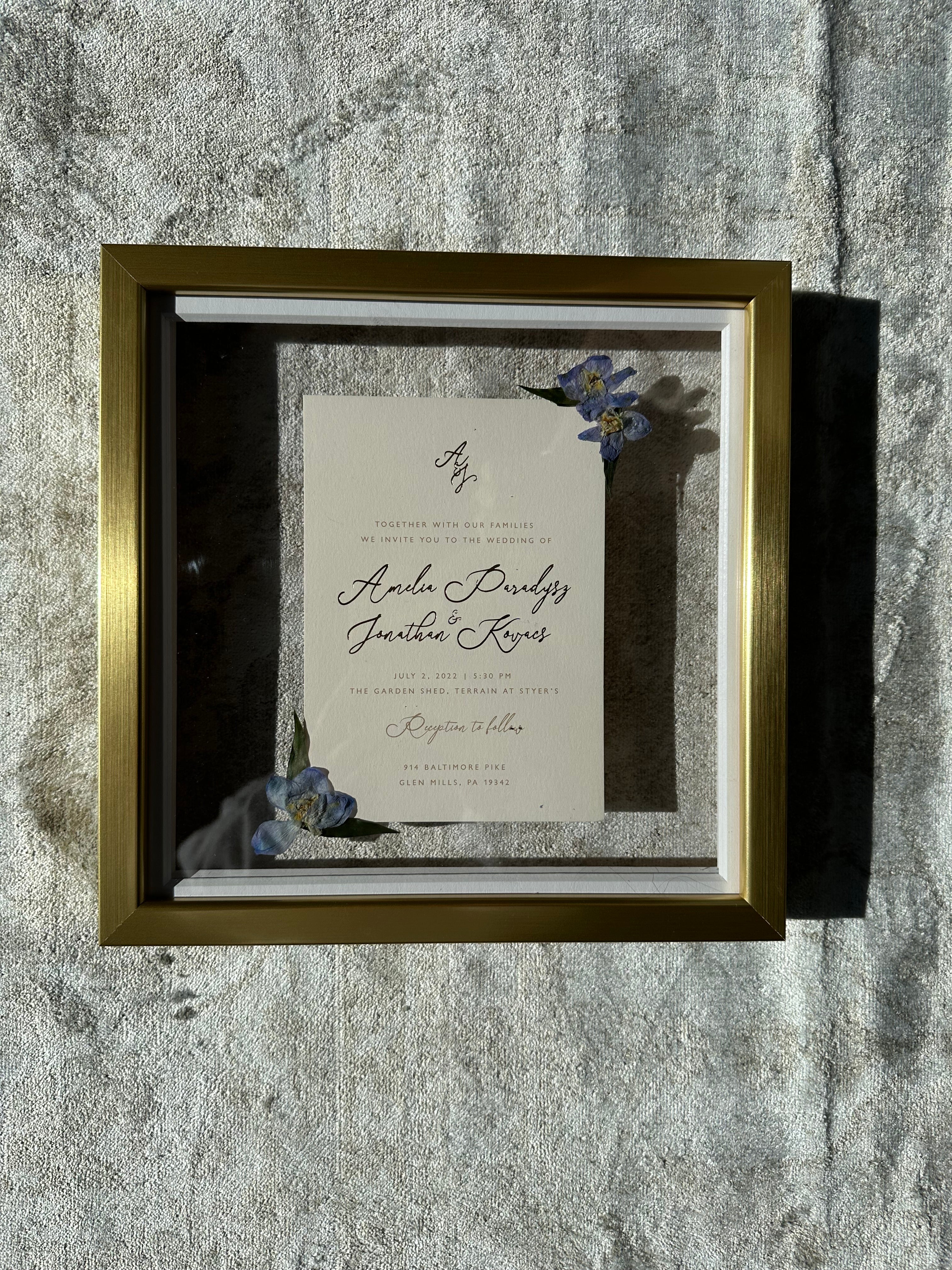 Preserved invitation with pressed flowers from Element Design Co, Element preservation.
