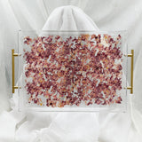 Dried Petal Confetti Resin Serving Tray with Handles | 12x16