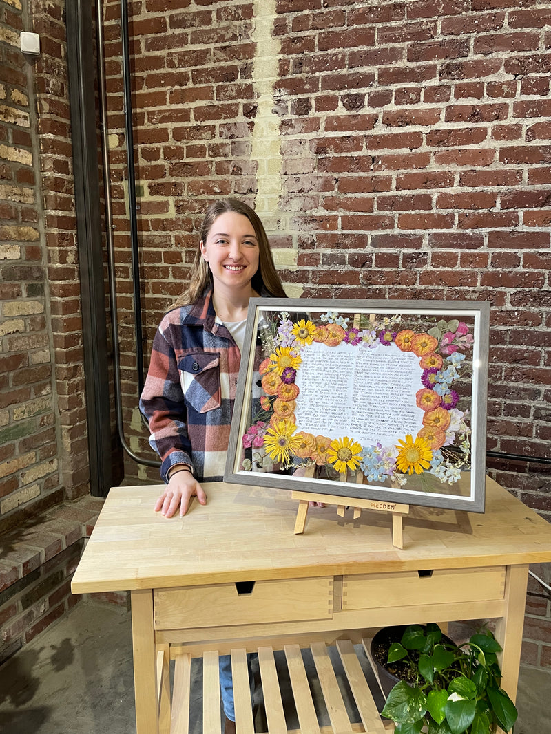 16x20 Pressed Frame in Barn Wood with Vows as an Addition