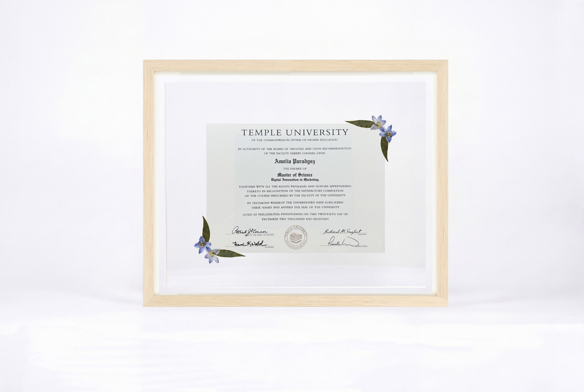 Pressed Flower Diploma Frame | 16x20 Graduation Keepsake