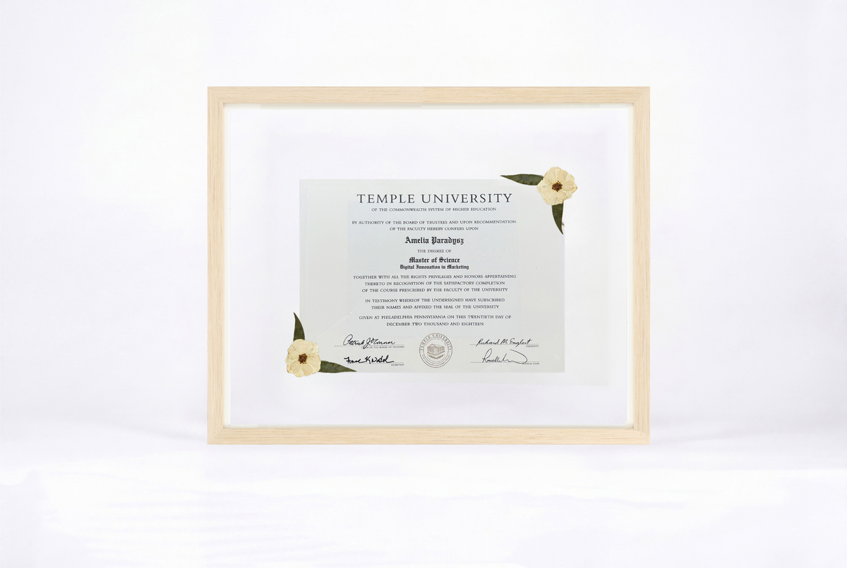 Pressed Flower Diploma Frame | 16x20 Graduation Keepsake