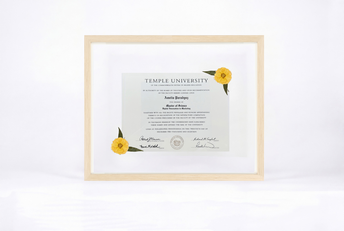 Pressed Flower Diploma Frame | 16x20 Graduation Keepsake