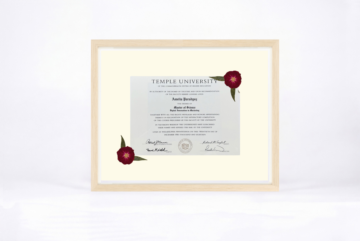 Pressed Flower Diploma Frame | 16x20 Graduation Keepsake