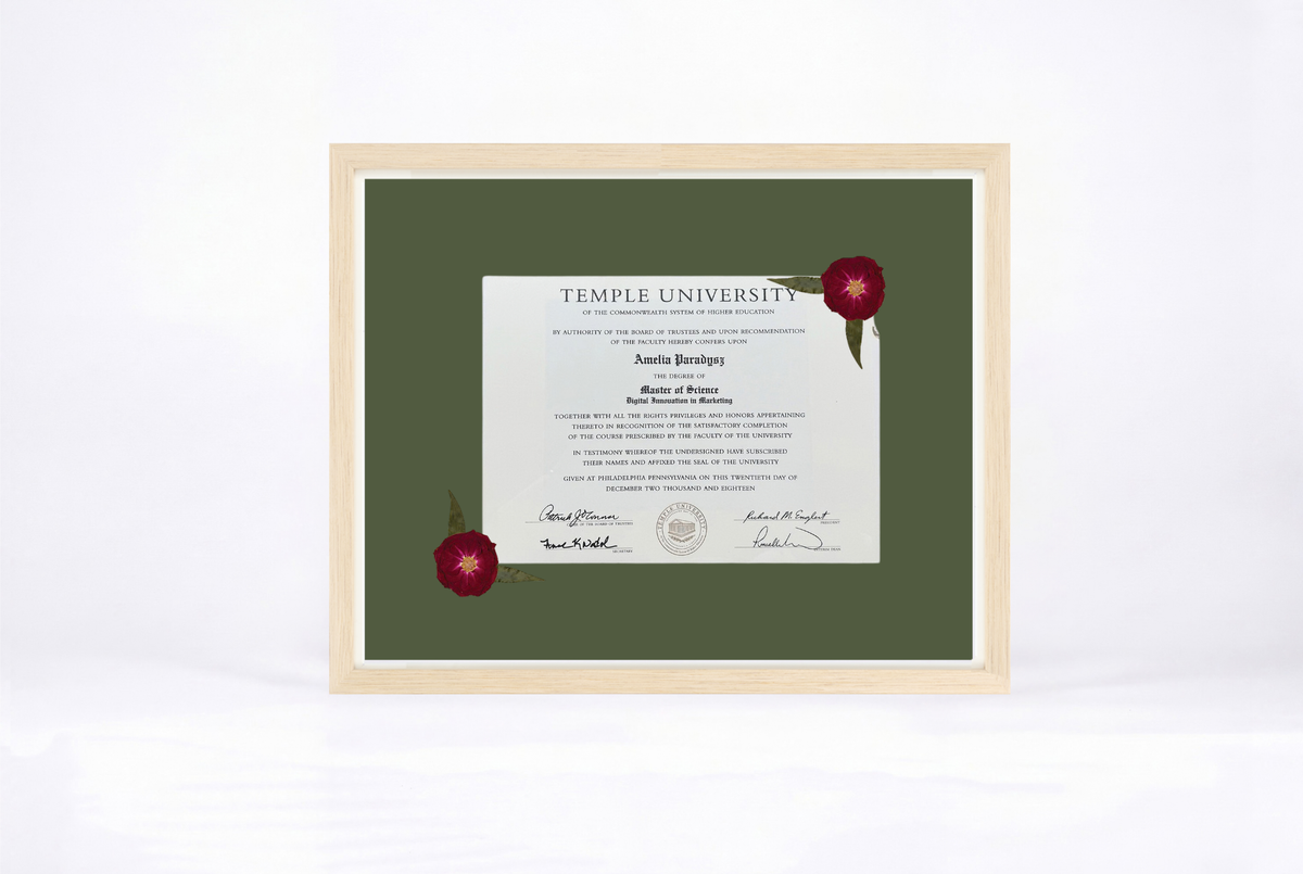 Pressed Flower Diploma Frame | 16x20 Graduation Keepsake