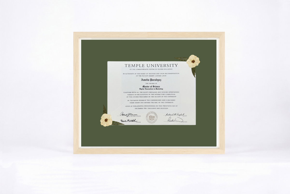 Pressed Flower Diploma Frame | 16x20 Graduation Keepsake