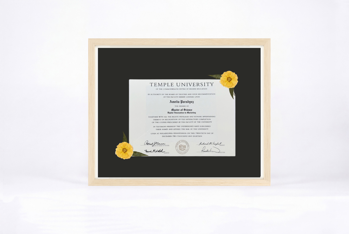 Pressed Flower Diploma Frame | 16x20 Graduation Keepsake