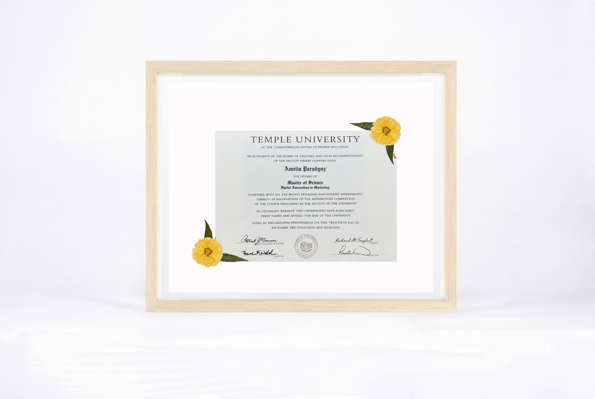 Pressed Flower Diploma Frame | 16x20 Graduation Keepsake