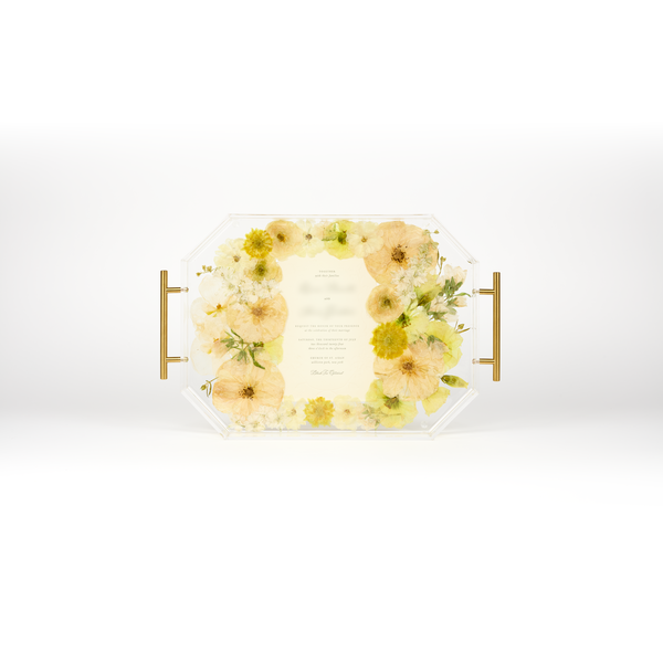 Pressed Flower Resin Serving Tray with Handles | 12x16