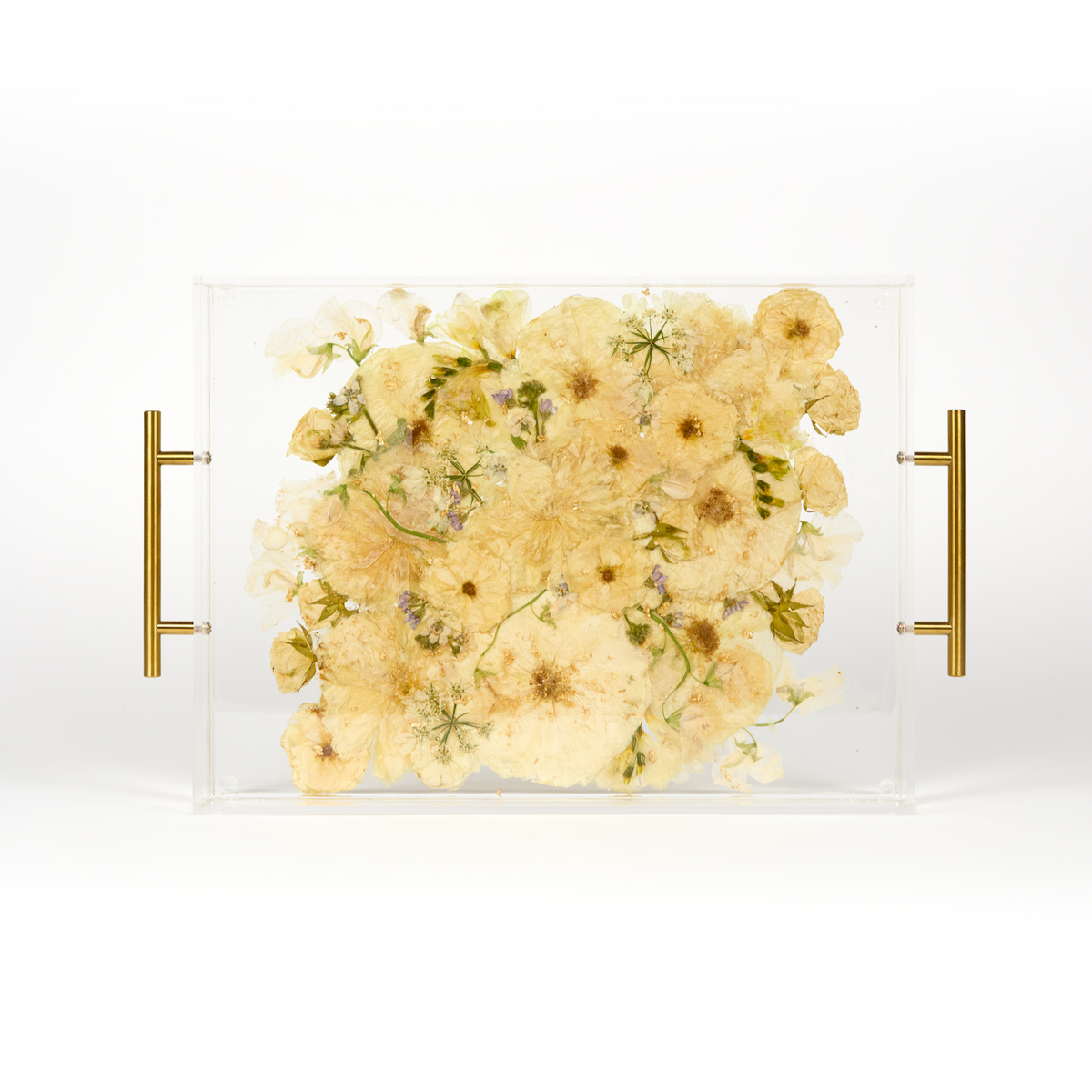 Pressed Flower Resin Serving Tray with Handles | 12x16