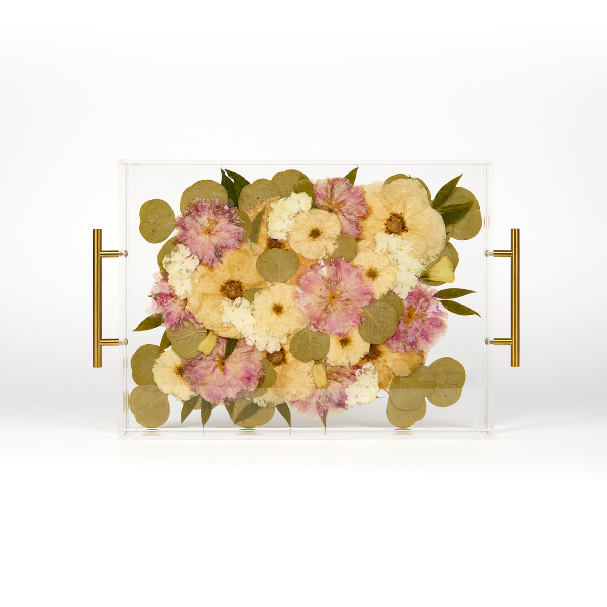 Pressed Flower Resin Serving Tray with Handles | 12x16