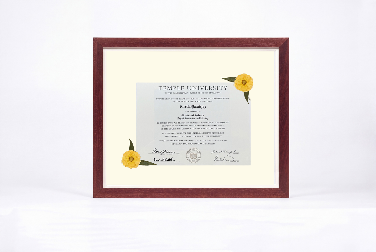 Pressed Flower Diploma Frame | 16x20 Graduation Keepsake