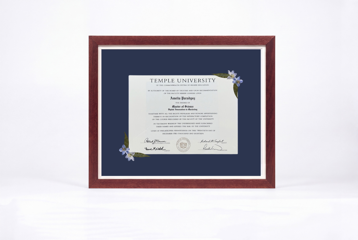 Pressed Flower Diploma Frame | 16x20 Graduation Keepsake