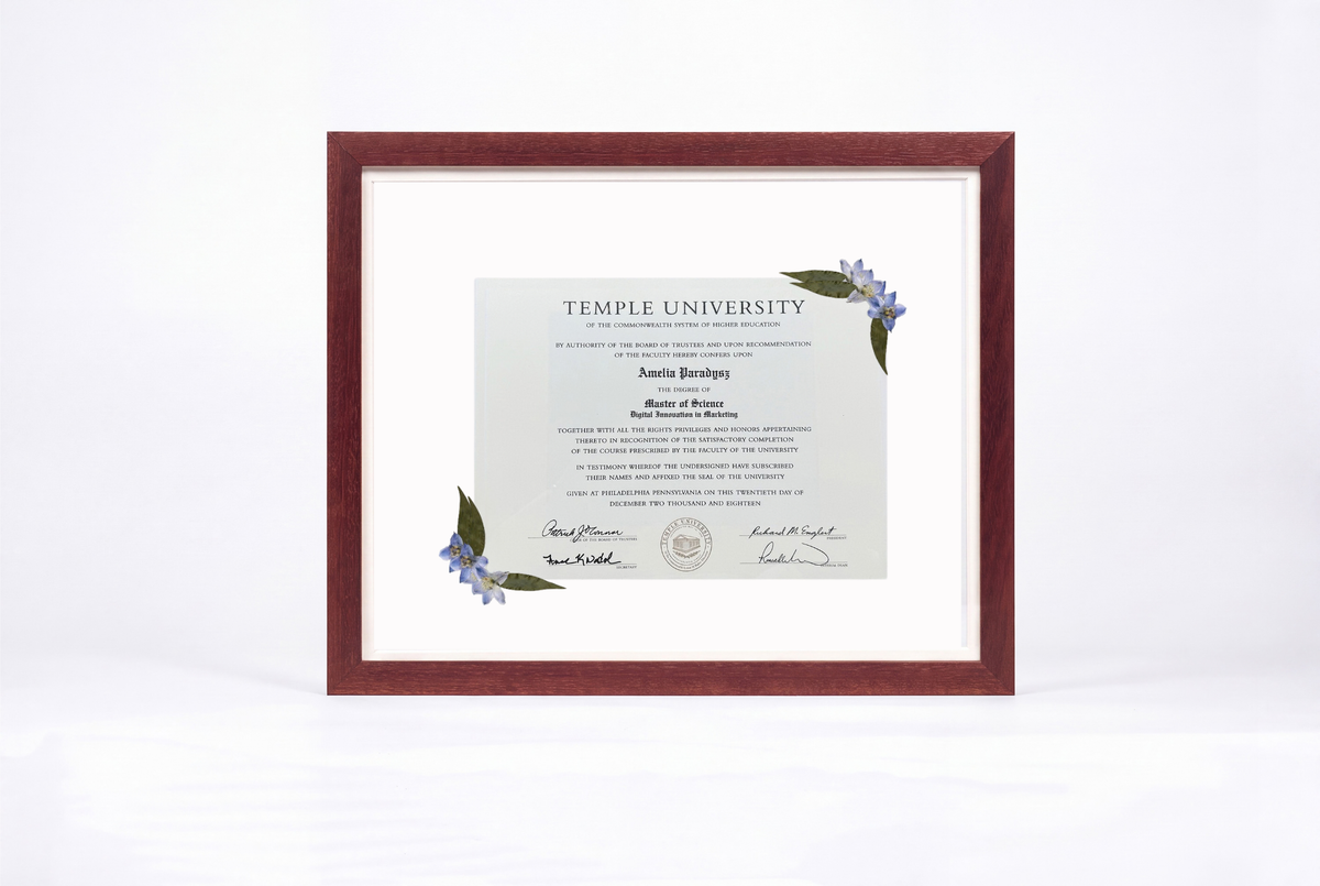 Pressed Flower Diploma Frame | 16x20 Graduation Keepsake
