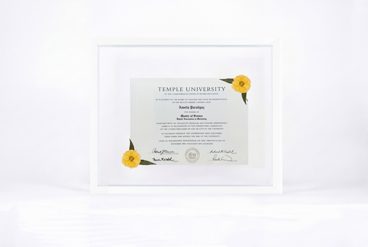 Pressed Flower Diploma Frame | 16x20 Graduation Keepsake