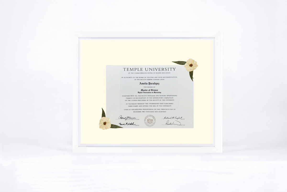 Pressed Flower Diploma Frame | 16x20 Graduation Keepsake