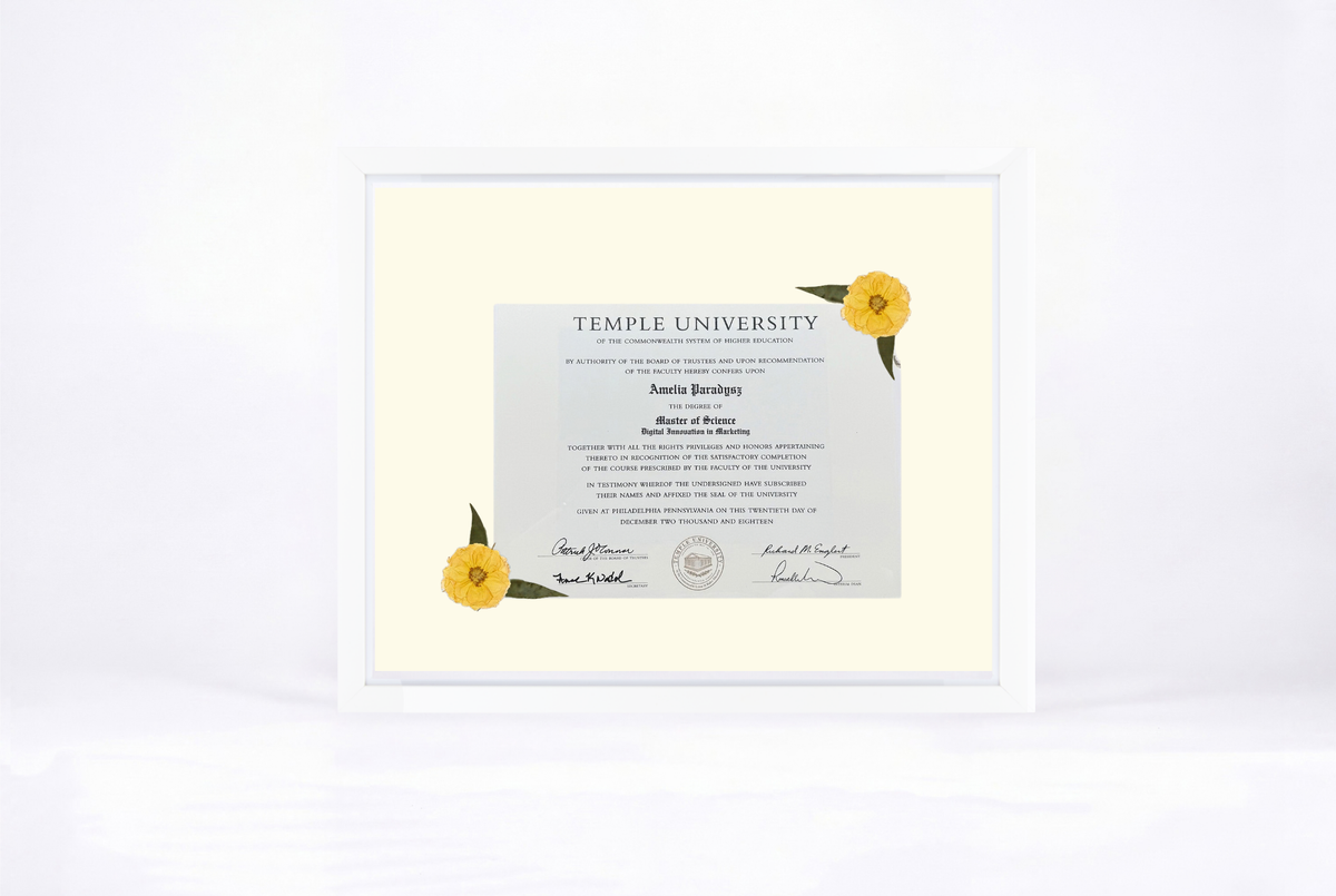 Pressed Flower Diploma Frame | 16x20 Graduation Keepsake